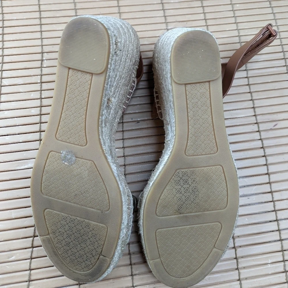 Tory Burch women's sz 7.5M platform espadrille hook & loop criss cross s…